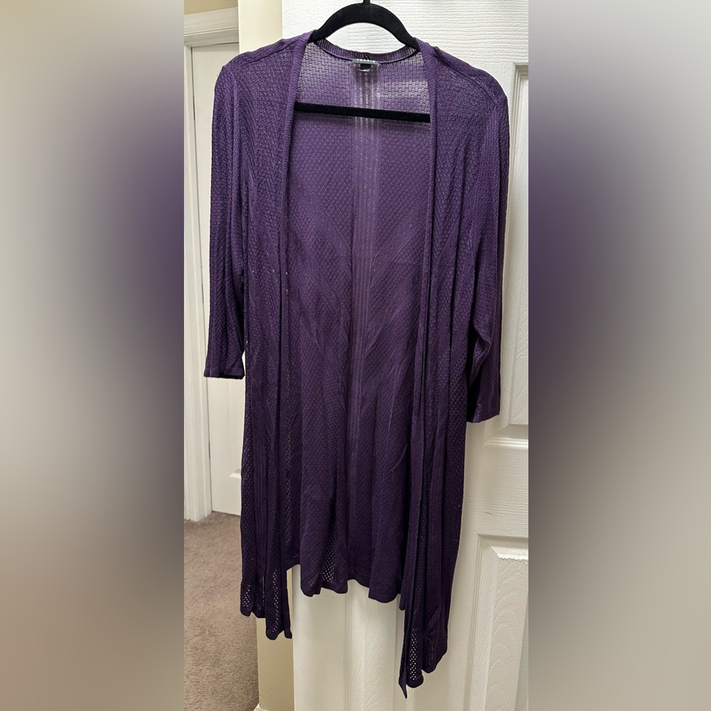 Women's Purple Open-Front Sweater - Picture 4 of 13